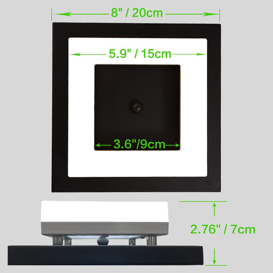 8in 8Watt Flush Mount led Ceiling Light fixtures.Modern Ceiling Lamps for Hallways,Balcony,Cloakroom, Small Closet,Washrooms,stairwell,Square,Black