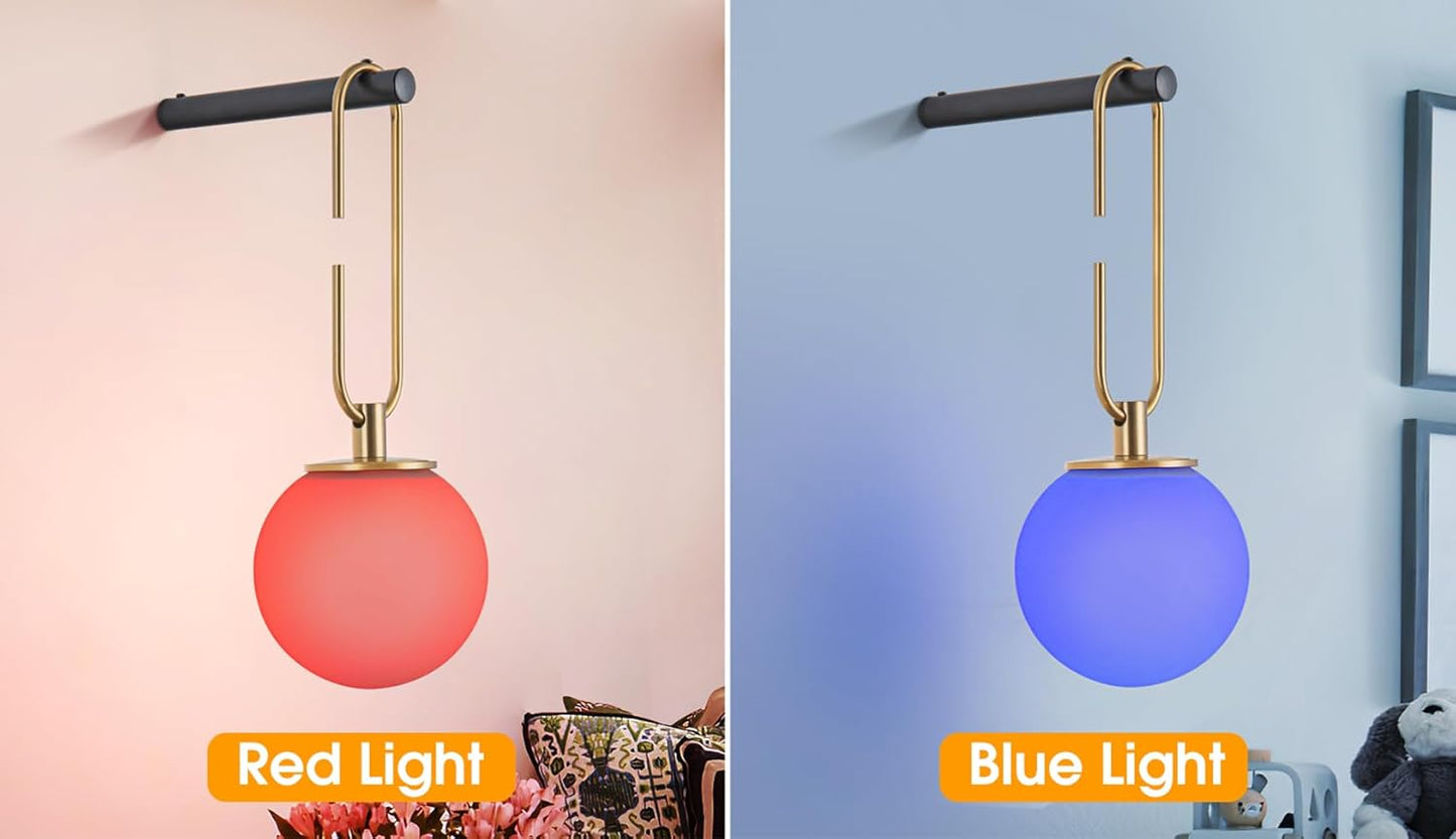 Battery Operated Wall Sconces Set of 2,Dimmable Wall Sconce Battery Powered with Remote Control,Indoor Not Hardwired Wall Lamp for Bedroom, Mid-Century Modern Wall Light