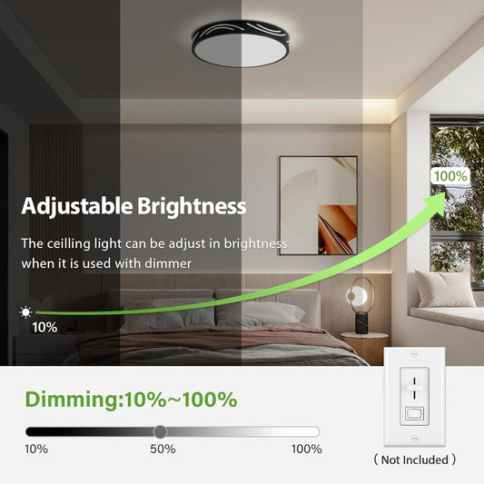 Modern Dimmable Ceiling Light Fixture,5CCT in One LED Flush Mount Kitchen Lights,Round Close to Ceiling Lamp for Hallway Entryway Bedroom Living Room Laundry Room Bathroom(Black,11.81 in,ETL Listed)