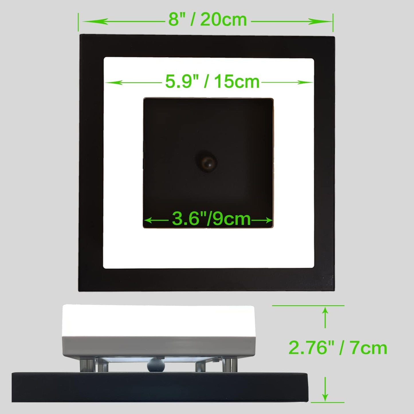 8in 8Watt Flush Mount led Ceiling Light fixtures.Modern Ceiling Lamps for Hallways,Balcony,Cloakroom, Small Closet,Washrooms,stairwell,Square,Black