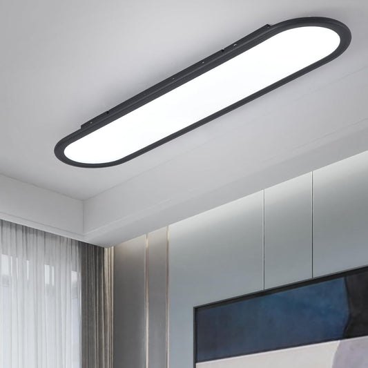 Modern Linear Ceiling Lights,36W LED Ceiling Lamp, High Brightness Long Ceiling Light,27.6 Inch Ultra Thin Low Profile Light Fixture for Bedroom Kitchen Closet Hallway,Black/Cool White 6500K