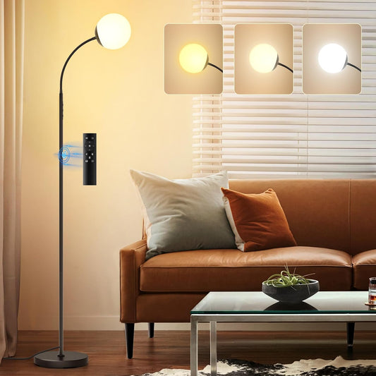 Floor Lamps for Living Room, 15W LED Adjustable Standing Lamp Arched with Remote, Modern Floor Lamps for Living Room, Bedrooms, Black