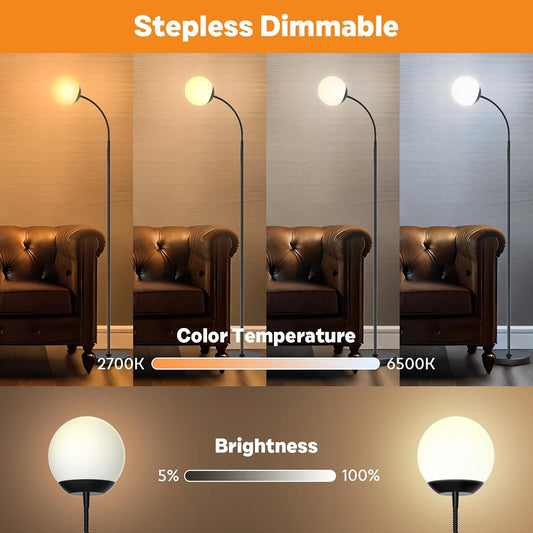 Floor Lamps for Living Room, 15W LED Adjustable Standing Lamp Arched with Remote, Modern Floor Lamps for Living Room, Bedrooms, Black