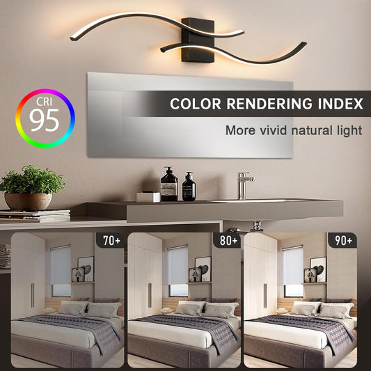 Modern Led Wall Light, 39inch Black Indoor Led Wall Sconce Lighting, Bathroom Vanity Light Fixtures Over Mirror for Living Room Hallway Bedroom Bedside Wall Lamp (Warm White, 3000K)