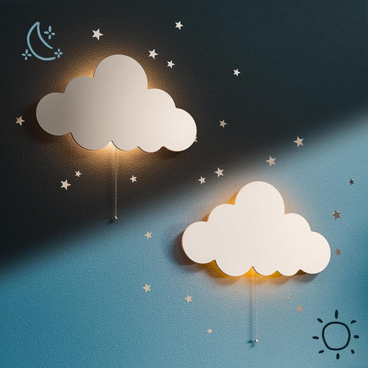 2 Pack Cloud Light - Floating Cloud Wall Lamp for Nursery | Cute Floating Cloud Lamp for Kids Bedroom | Battery-Operated Hanging Cloud Night Lights for Bedroom | Cloud Lamp for Baby Nursery